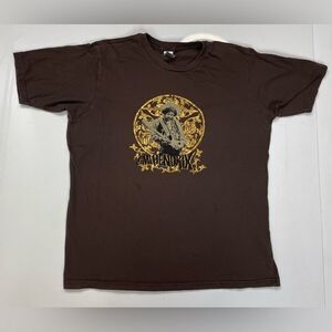 Jimi Hendrix Graphic T-shirt Women Large Brown Short Sleeve Music